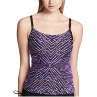 Calvin Klein Artemis Printed Tankini Top Women’s Swimsuit (Purple, XS)