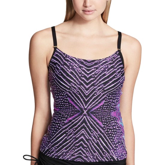  Artemis Printed Tankini Top Women’s Swimsuit (Purple, XS)