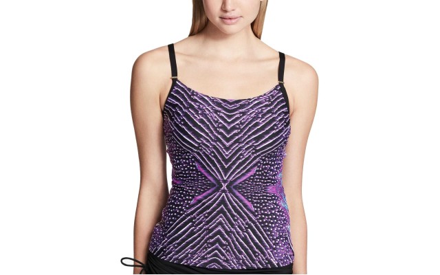  Artemis Printed Tankini Top Women’s Swimsuit (Purple, XS)