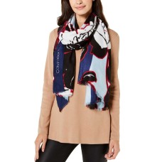 Calvin Klein Bold Graphic Floral Scarf (Gray, One)
