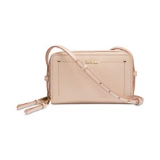 Calvin Klein Boxy Leather Zip Around Crossbody (Medium Beige)