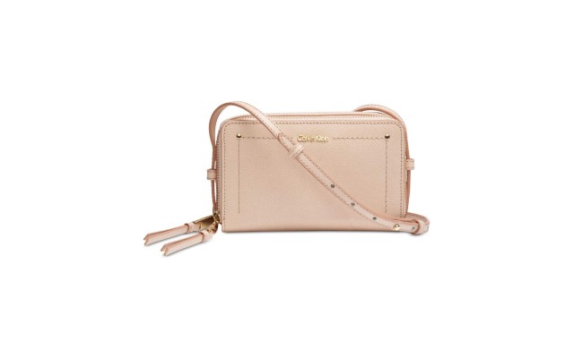  Boxy Leather Zip Around Crossbody (Medium Beige)