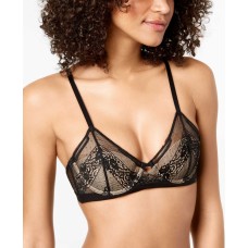 Calvin Klein Ck Black Garden Sheer Lace Triangle Bra QF4560 (Black, 32D)