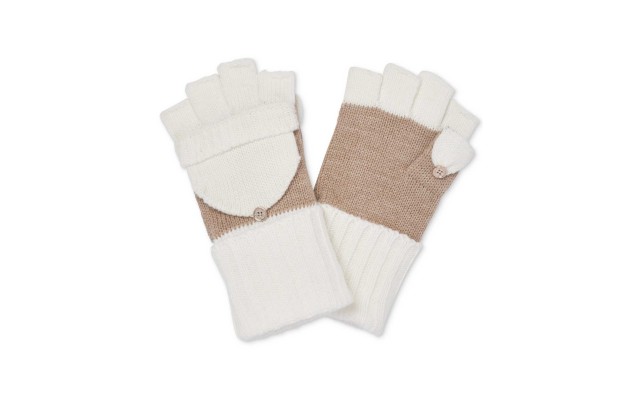  Colorblock Flip-Top Gloves (Brown)