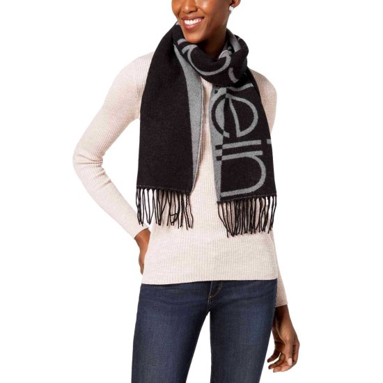  Colorblocked Logo Woven Scarf (Black, One Size)