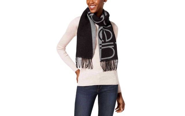  Colorblocked Logo Woven Scarf (Black, One Size)
