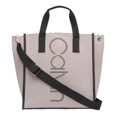 Calvin Klein Eden Knit North/South Vertical Branding Handbag Tote (Grey/Black)