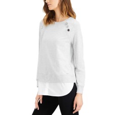 Calvin Klein Embellished Chiffon-Hem Top