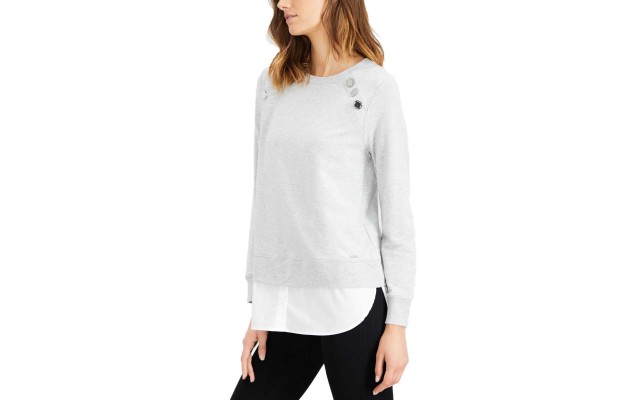  Embellished Chiffon-Hem Top