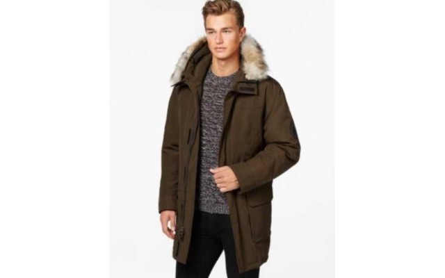 Calvin Klein Faux-Fur Hooded Artic Parka Jacket Loden XXL CM504438