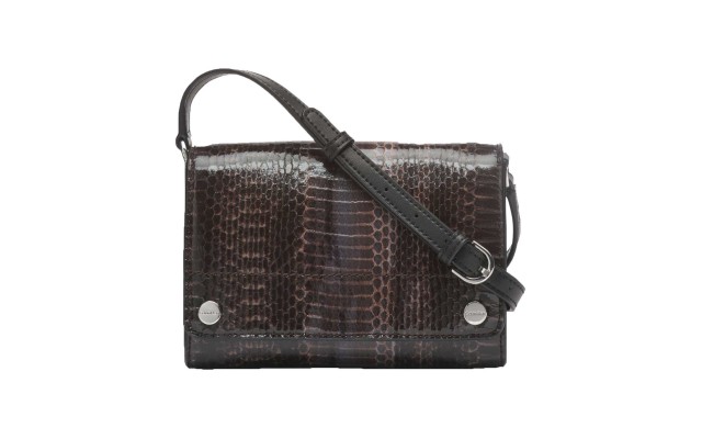  Flap Patent Python Studded Flap Over Dark Taupe Crossbody