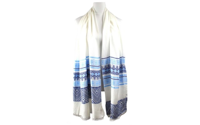  Geo-Striped Cover-Up (Blue, One Size)
