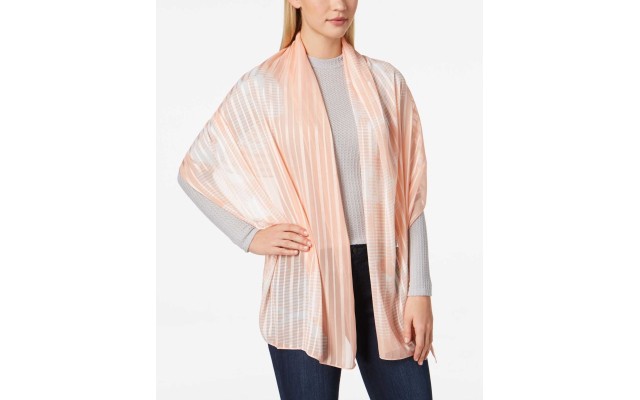  Graphic Floral Chiffon Scarf (Orange, One Size)