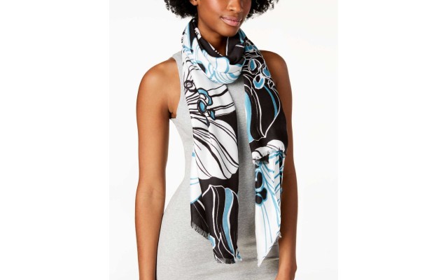  Graphic Floral-Print Soft Scarf & Wrap (Black)