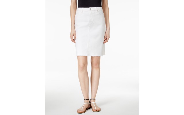  Jeans Let Down Hem Skirt (White, 28)