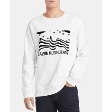 Calvin Klein Jeans Men’s Boxed Flag Long-Sleeve T-Shirt (Natural, M)