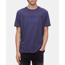 Calvin Klein Jeans Men’s Logo Print T-Shirt (Bright Blue, Medium S/S)