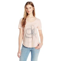 Calvin Klein Jeans Women’s Pixel Core Crew Shirt T-Shirt, (Misty Rose, Small)
