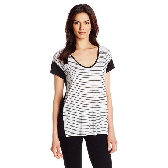  Jeans Women’s Striped Extended Sleeve Top (Classic White, Small)