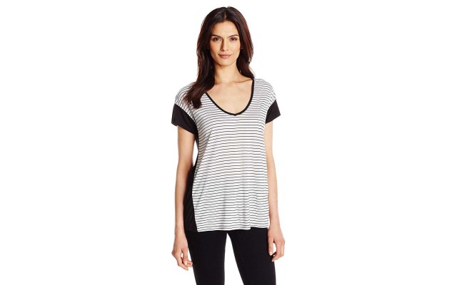  Jeans Women’s Striped Extended Sleeve Top (Classic White, Small)