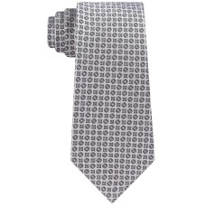 Calvin Klein Men’s Clean Medallion Slim Silk Tie (Silver)