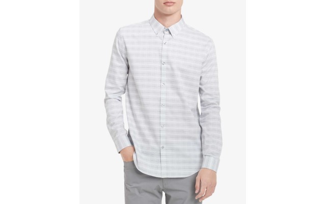  Mens Dobby Shirt (White, L)