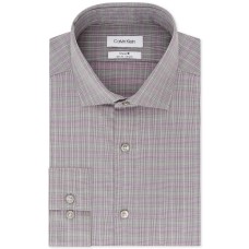 Calvin Klein Men’s Dress Shirt Non Iron Stretch Slim Fit Check (Purple, 15X34-35)