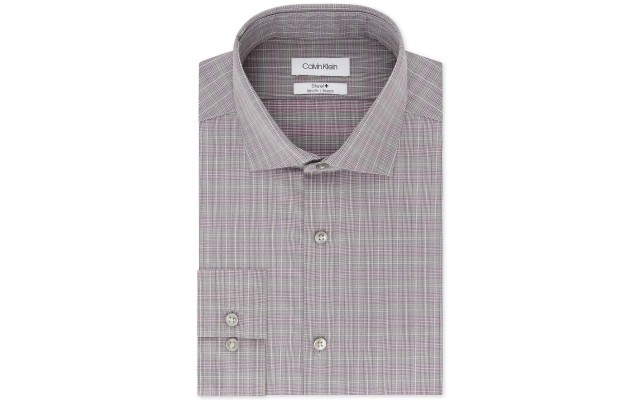  Men’s Dress Shirt Non Iron Stretch Slim Fit Check (Purple, 15X34-35)