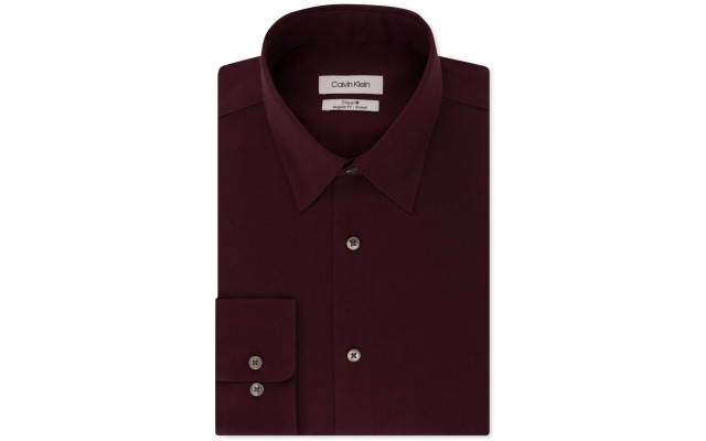  Men’s Dress Shirt Regular Fit Non Iron Stretch Solid (Wine, 14.5X32-33)