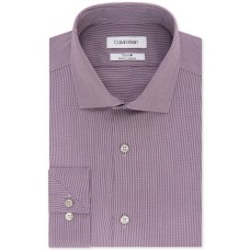 Calvin Klein Men’s Dress Shirt Slim Fit Non Iron Stretch Solid (Dark Purple, 15X34-35)
