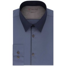 Calvin Klein Men’s Extra-Slim Fit Performance Stretch Temperature-Regulating Colorblocked Dress Shirt (Dark Purple, 17-27.5/32-33)