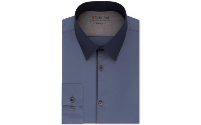 Men’s Extra-Slim Fit Performance Stretch Temperature-Regulating Colorblocked Dress Shirt (Dark Purple, 17-27.5/32-33)