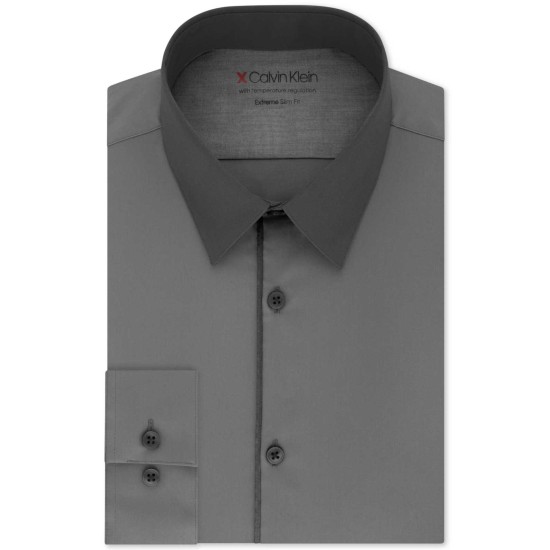  Men’s Extra-Slim Fit Performance Stretch Temperature-Regulating Colorblocked Dress Shirt (Gray, 15-15.5/32-33)