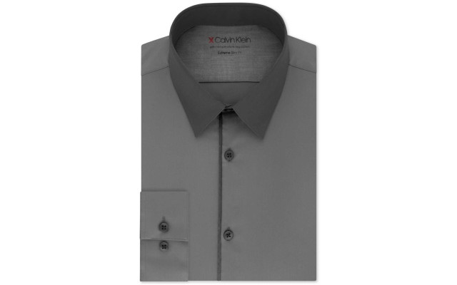  Men’s Extra-Slim Fit Performance Stretch Temperature-Regulating Colorblocked Dress Shirt (Gray, 15-15.5/32-33)