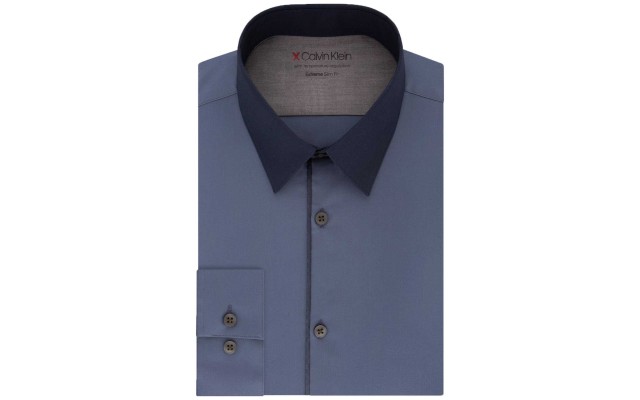  Men’s Extra-Slim Fit Performance Stretch Temperature-Regulating Colorblocked Dress Shirt (Blue, 14-14.5 -32/33)