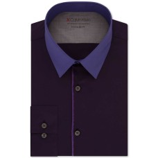 Calvin Klein Men’s Extra-Slim Fit Performance Stretch Temperature-Regulating Colorblocked Dress Shirt (Dark Purple, 15-15.5/32-33)