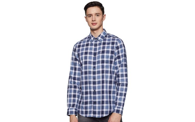  Men’s Flannel Buffalo Plaid Shirt (Royal Navy, 2XL)
