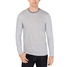 Calvin Klein Men’s Jersey Feeder Striped Shirt (Gray, XXL)