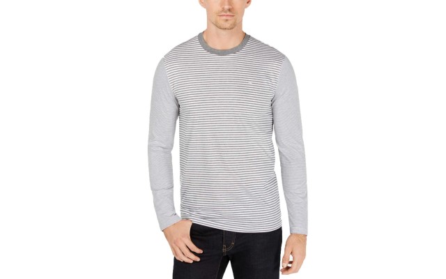  Men’s Jersey Feeder Striped Shirt (Gray, XXL)