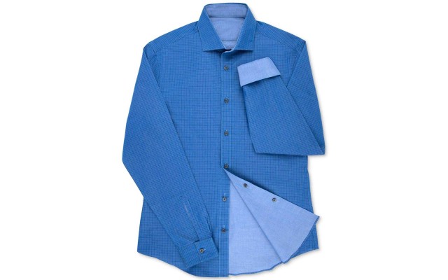  Men Medium 15-15 1/2 Reversible Dress Shirt (Ultra Blue)