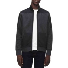 Calvin Klein Men’s Mixed-Media Zip-Up Cardigan (Dark Blue, Medium)