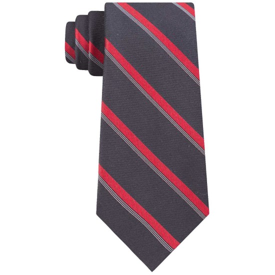  Men’s Molten Bar Stripe Slim Tie (Back/Red)