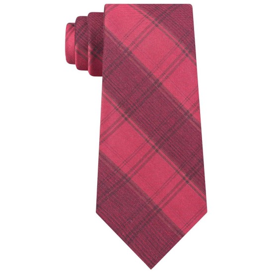  Men’s Molten Macro Plaid Slim Tie (Red)