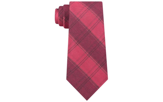  Men’s Molten Macro Plaid Slim Tie (Red)