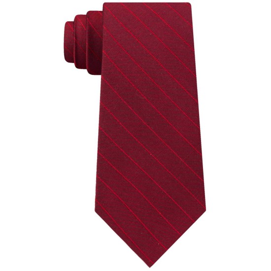  Men’s Molten Pintstripe Slim Silk Tie (Red)