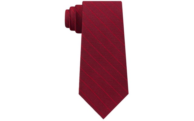  Men’s Molten Pintstripe Slim Silk Tie (Red)