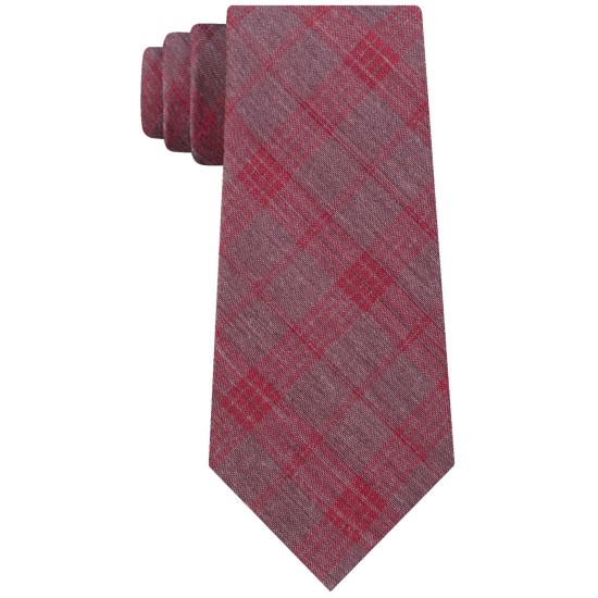  Men’s Molten Plaid Slim Tie (Red)