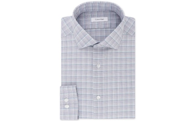  Men’s Non Iron Slim Fit Stretch Plaid Dress Shirt (Blue Bay, 15.5X34-35)