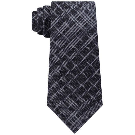  Men’s Seasonal Tri Plaid Slim Tie (Black)