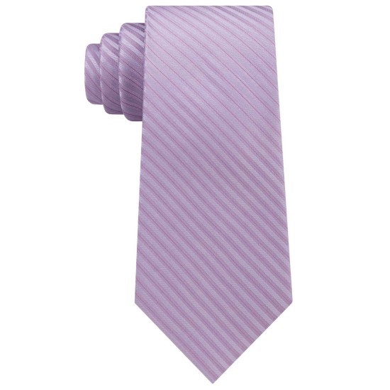 Mens Silk Striped Neck Tie (Pastel Purple)
